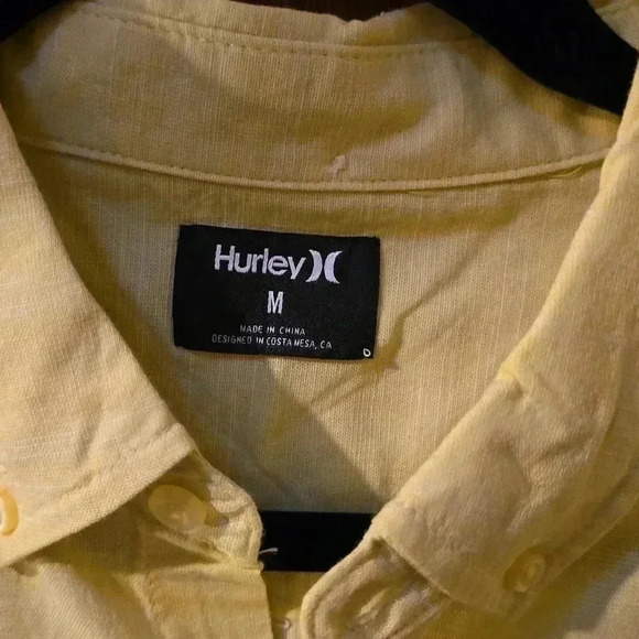 Hurley Yellow Button Down M - Picture 2 of 4